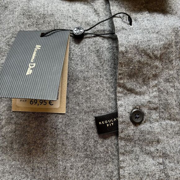 Massimo Dutti Mens Grey Button Down Shirt Size L Regular Fit 100% Cotton NWT - Picture 3 of 6